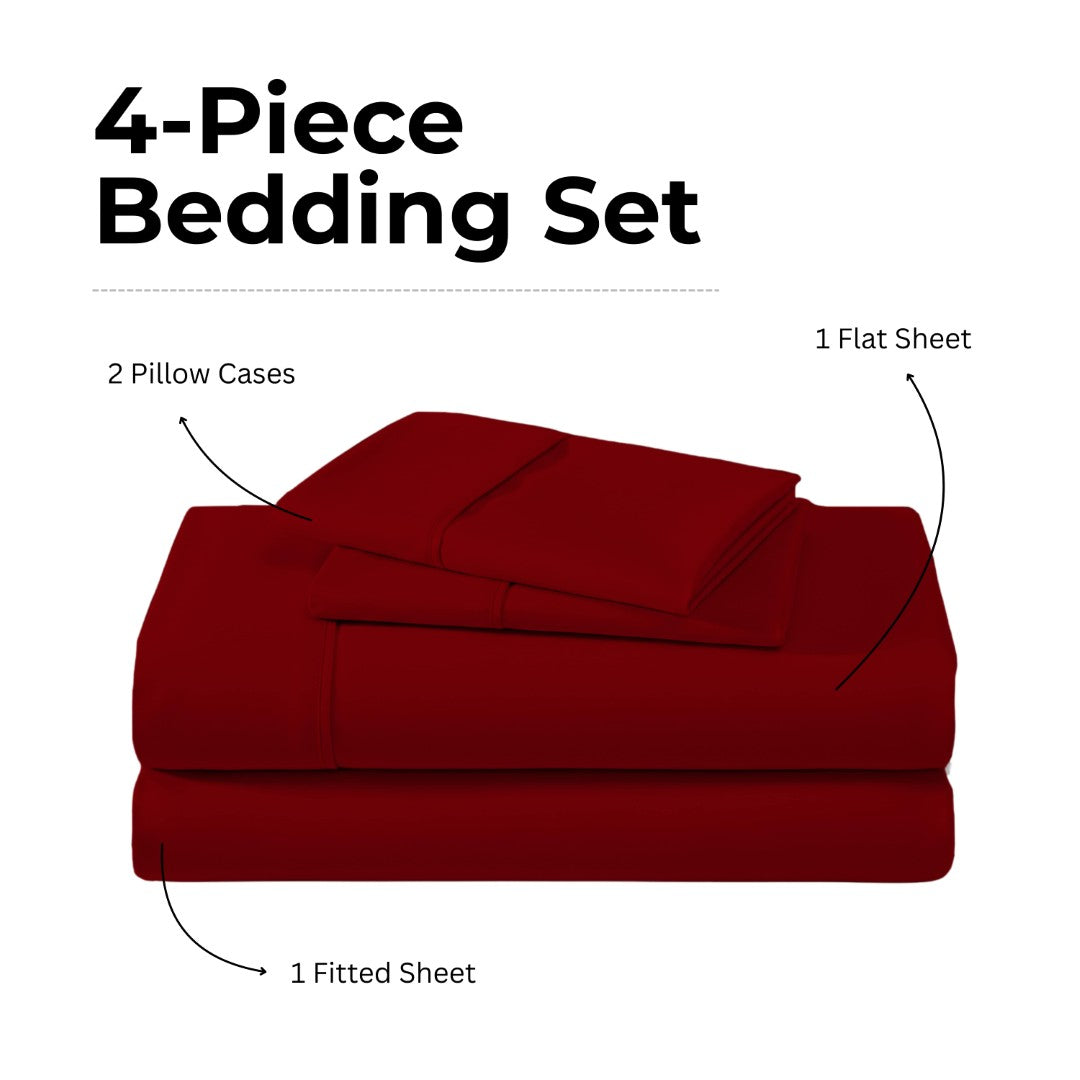 100% Microfiber Sheets – Burgundy Red