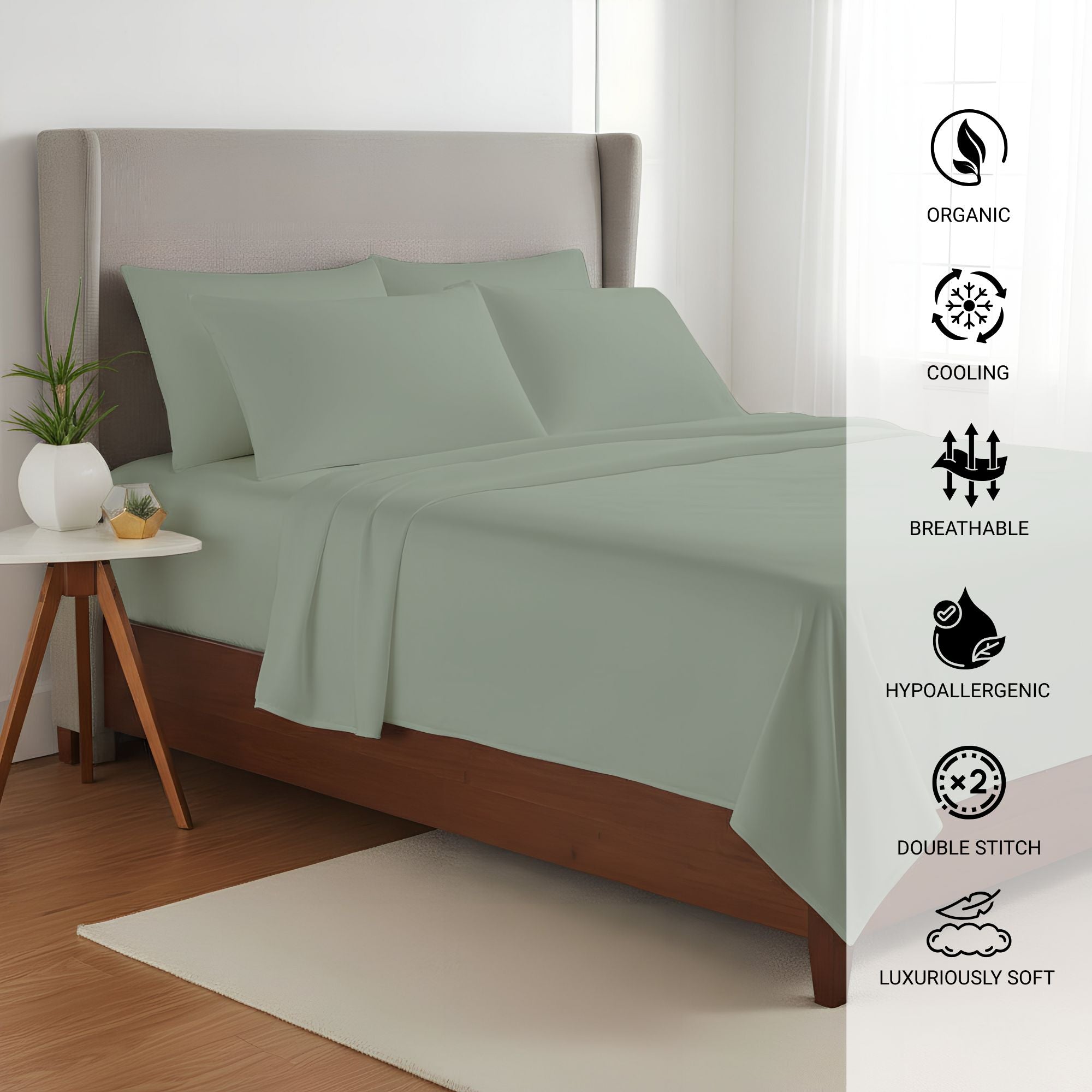 100% Organic Bamboo Sheet Set – Light Grey