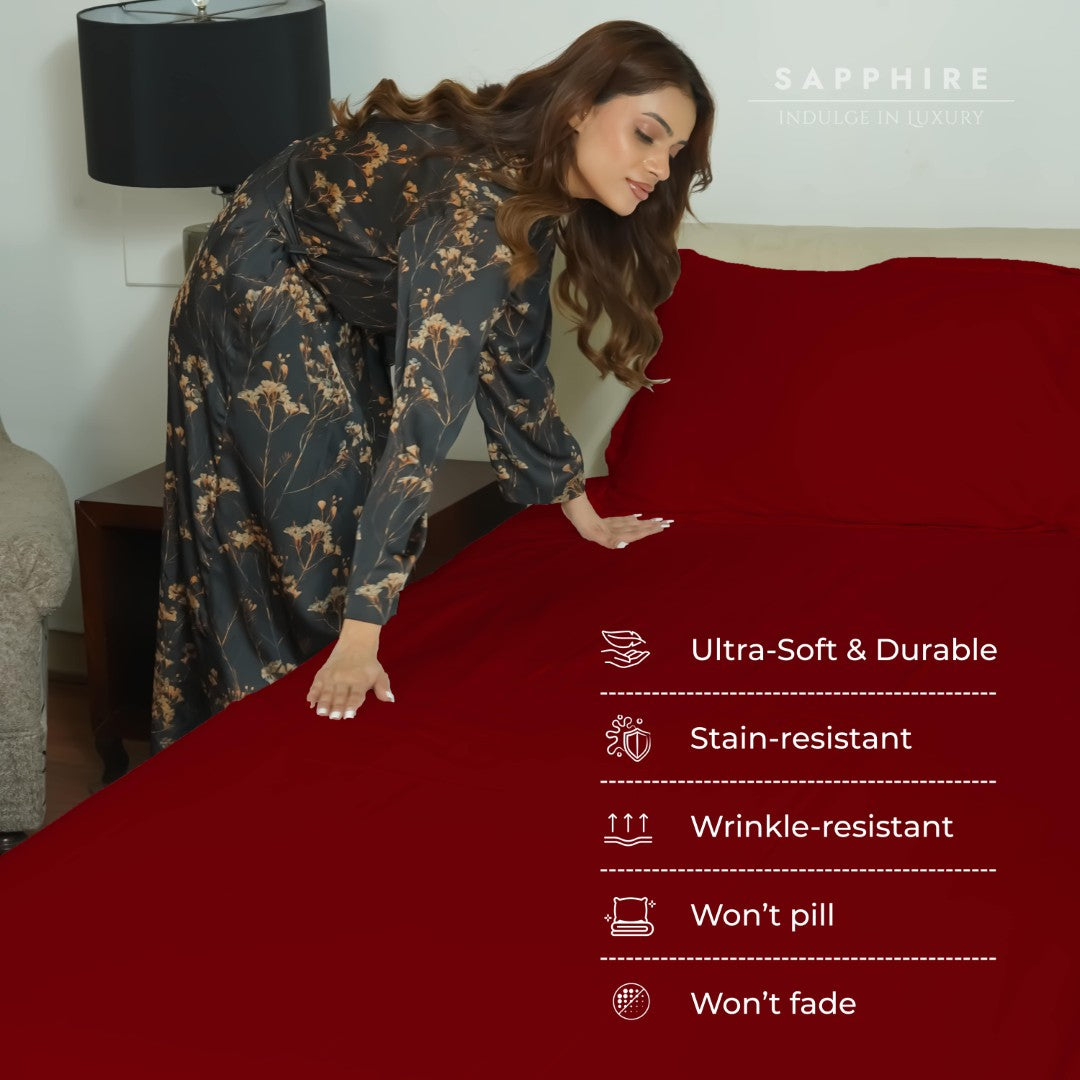 100% Microfiber Sheets – Burgundy Red