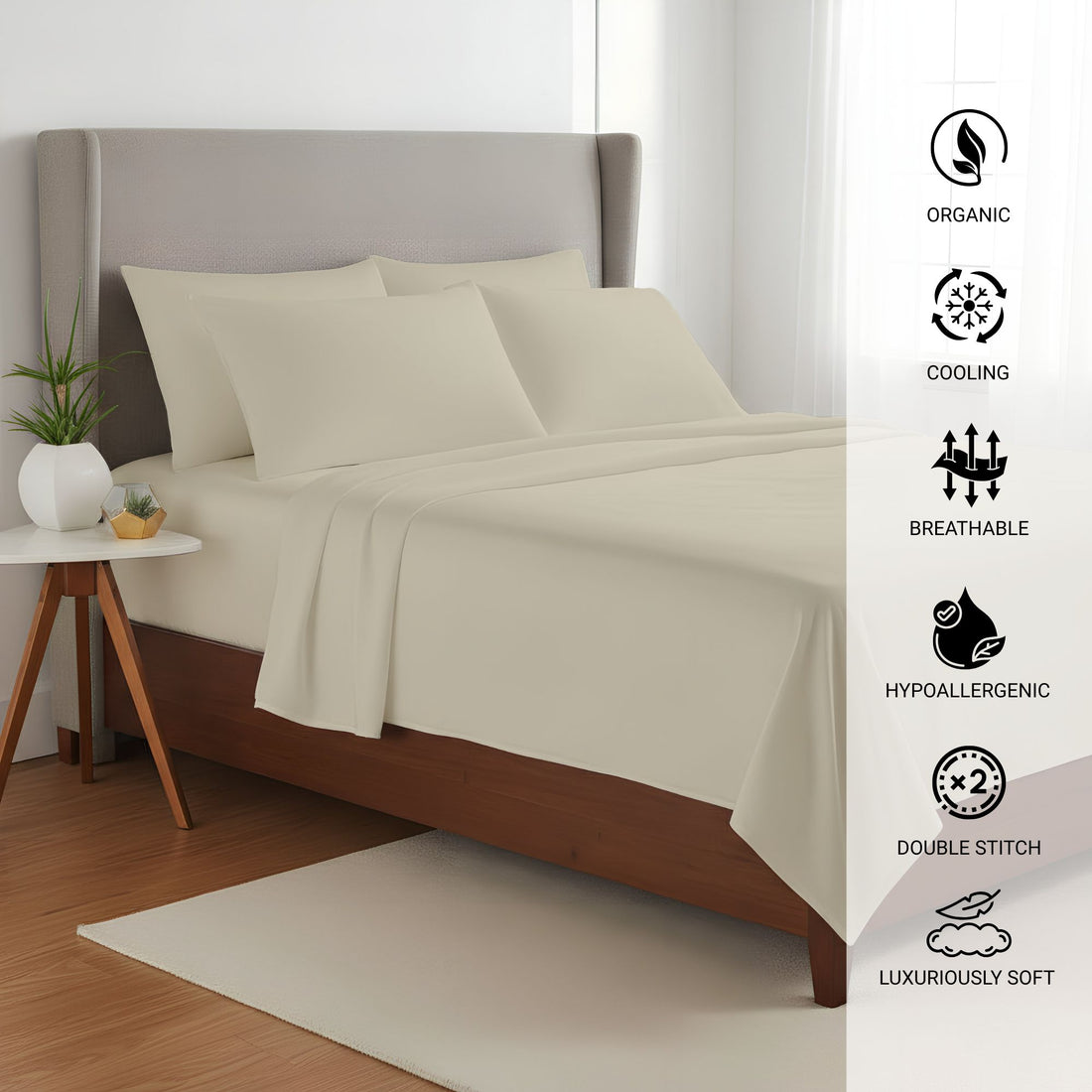 100% Organic Bamboo Sheet Set – Pastel Yellow