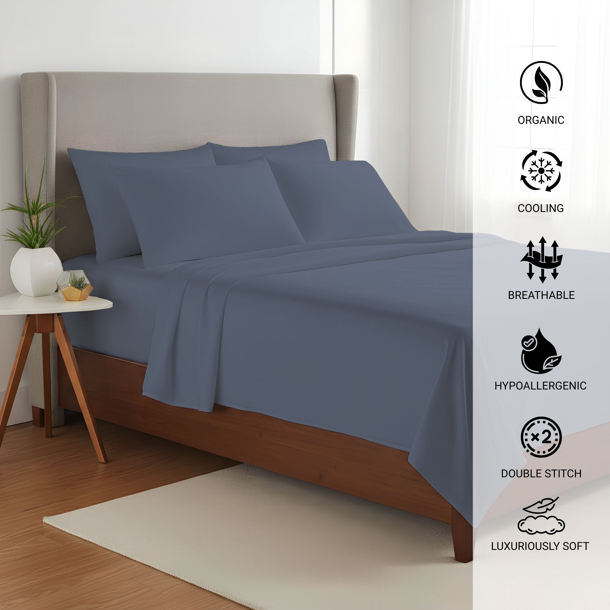 100% Organic Bamboo Sheet Set – Grey